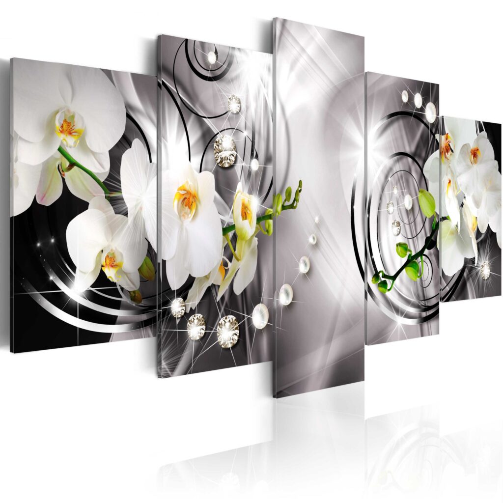 Schilderij -  Orchid, pearls and diamonds