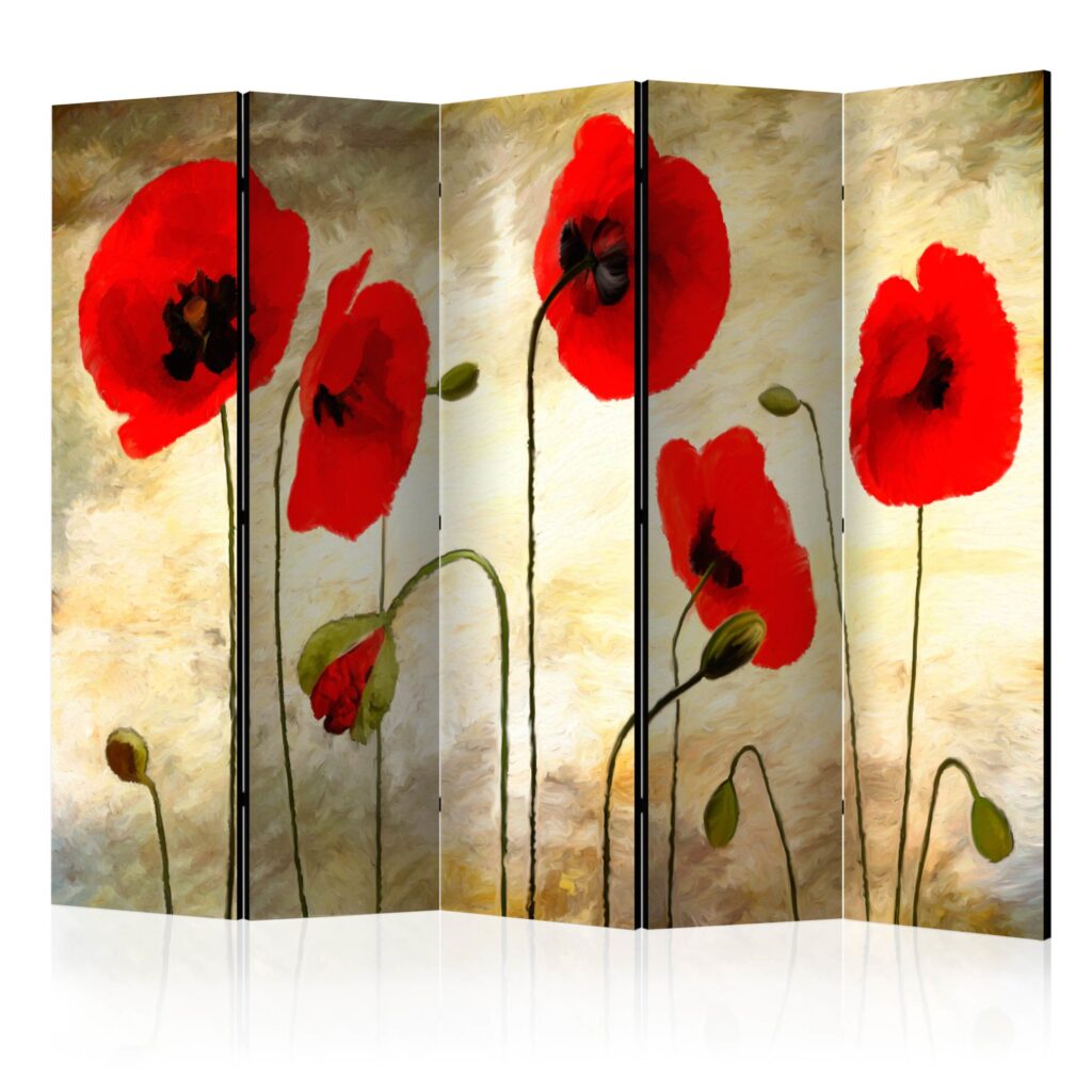 Vouwscherm - Golden Field of Poppies II [Room Dividers]