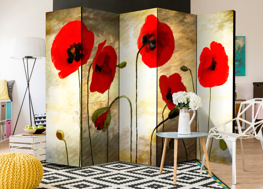 Vouwscherm - Golden Field of Poppies II [Room Dividers] - Afbeelding 2