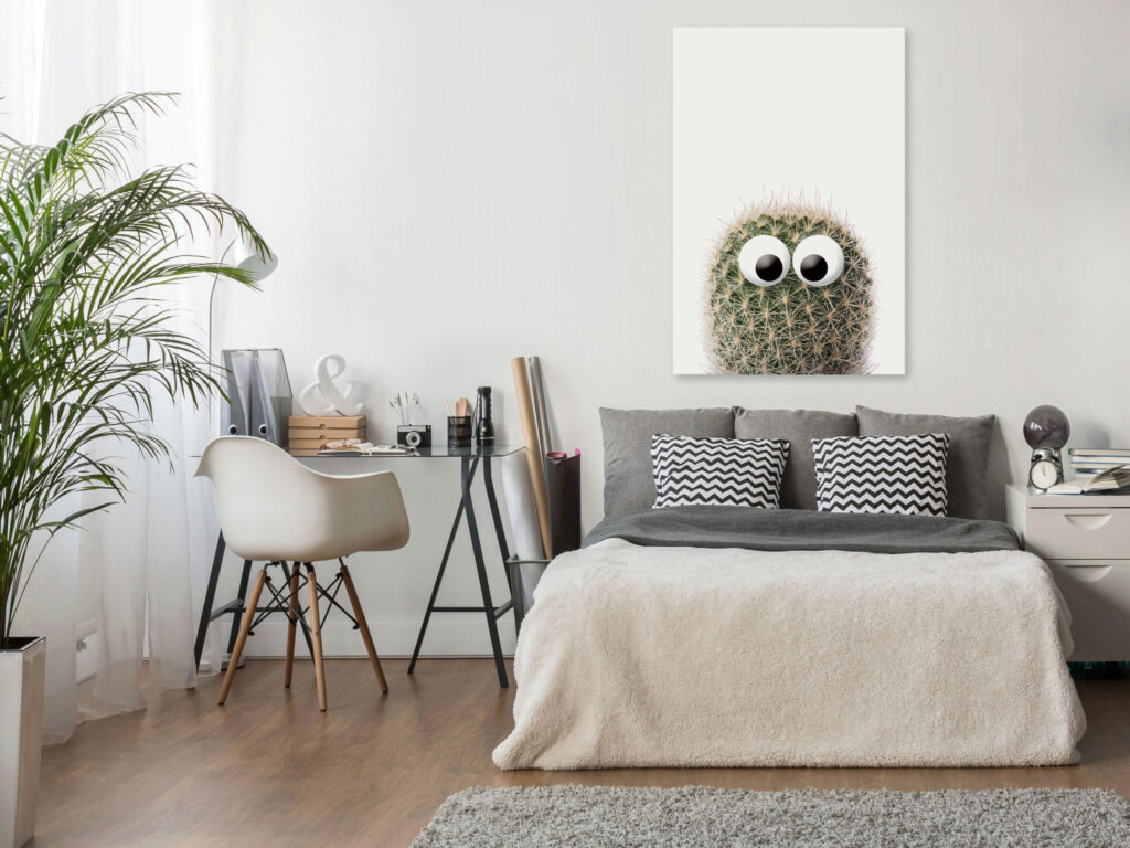 Schilderij - Cactus With Eyes (1 Part) Vertical - Afbeelding 2