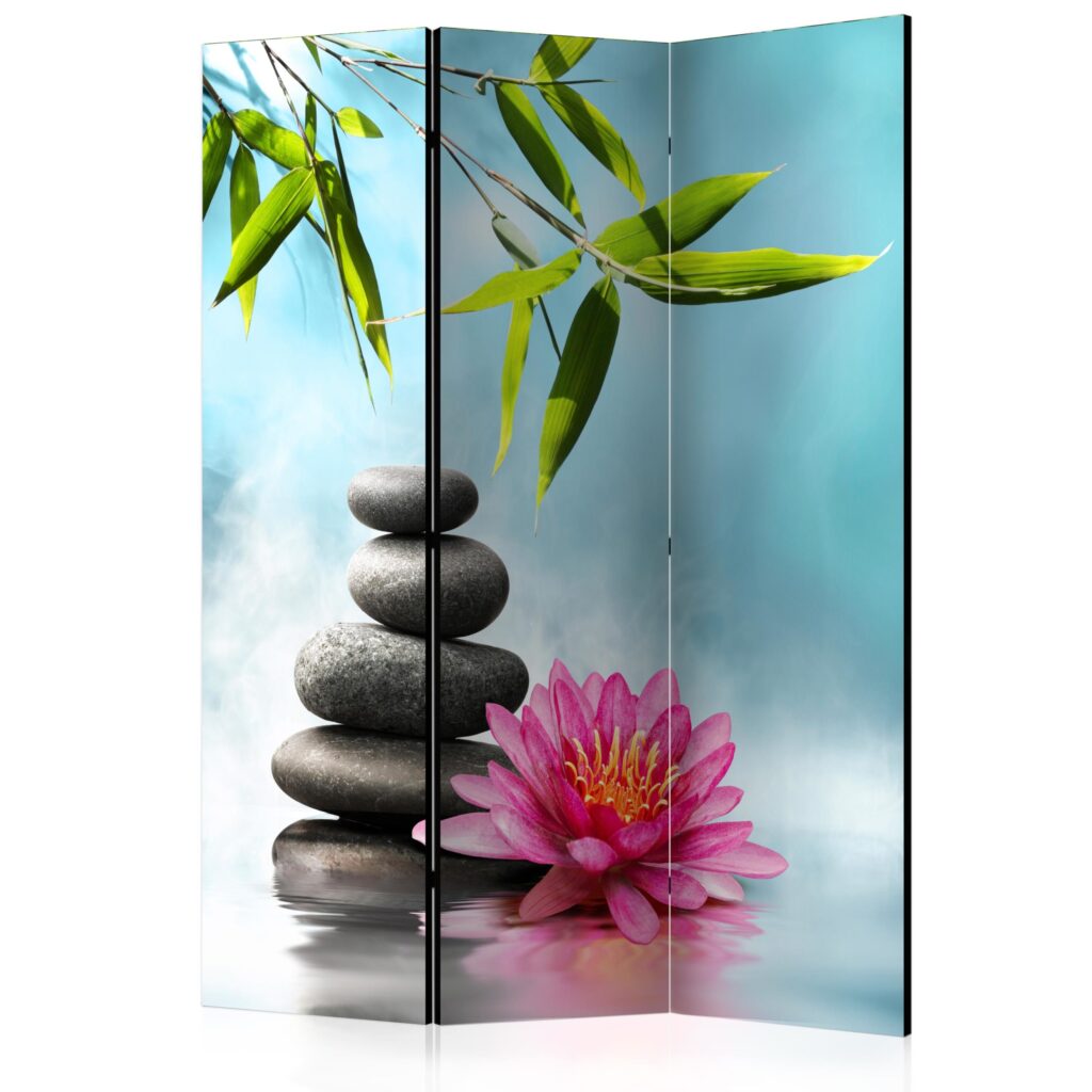 Vouwscherm - Water Lily and Zen Stones [Room Dividers]