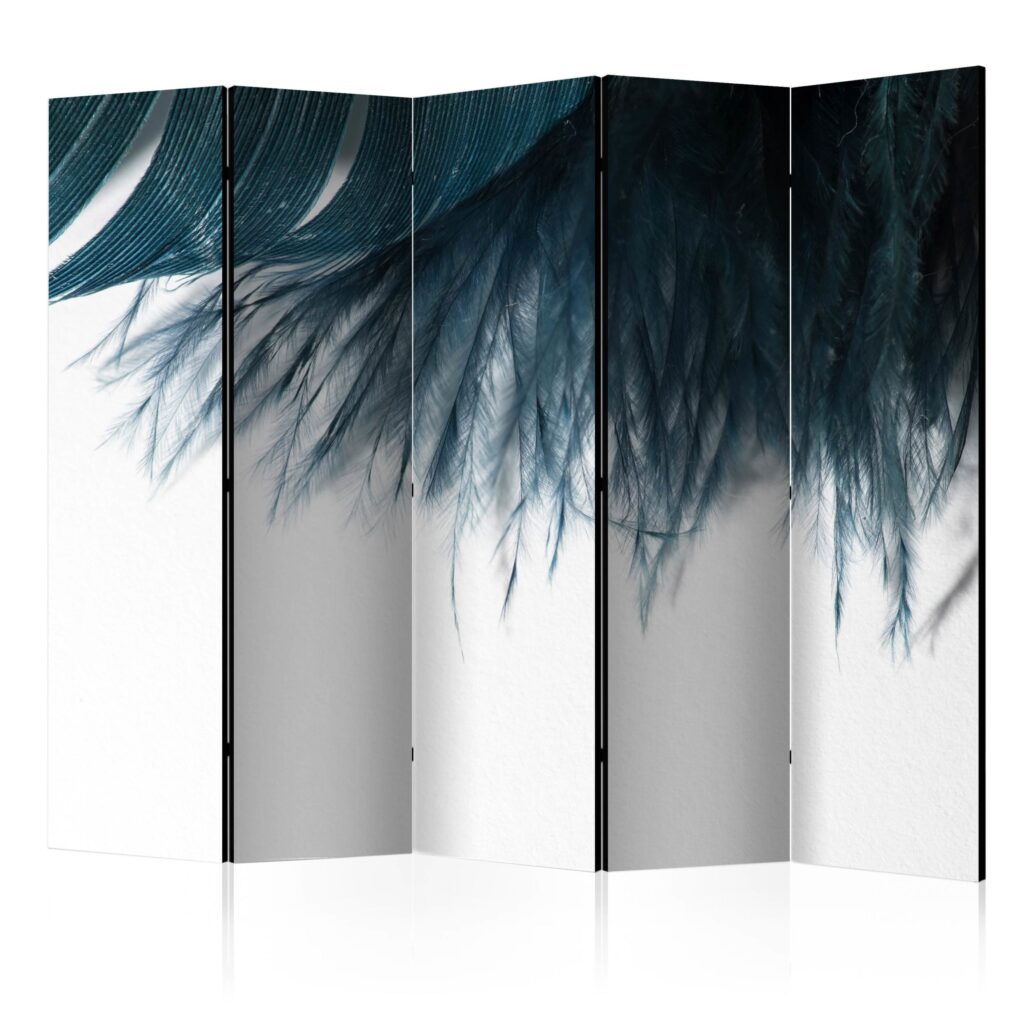 Vouwscherm - Dark Blue Feather II [Room Dividers]