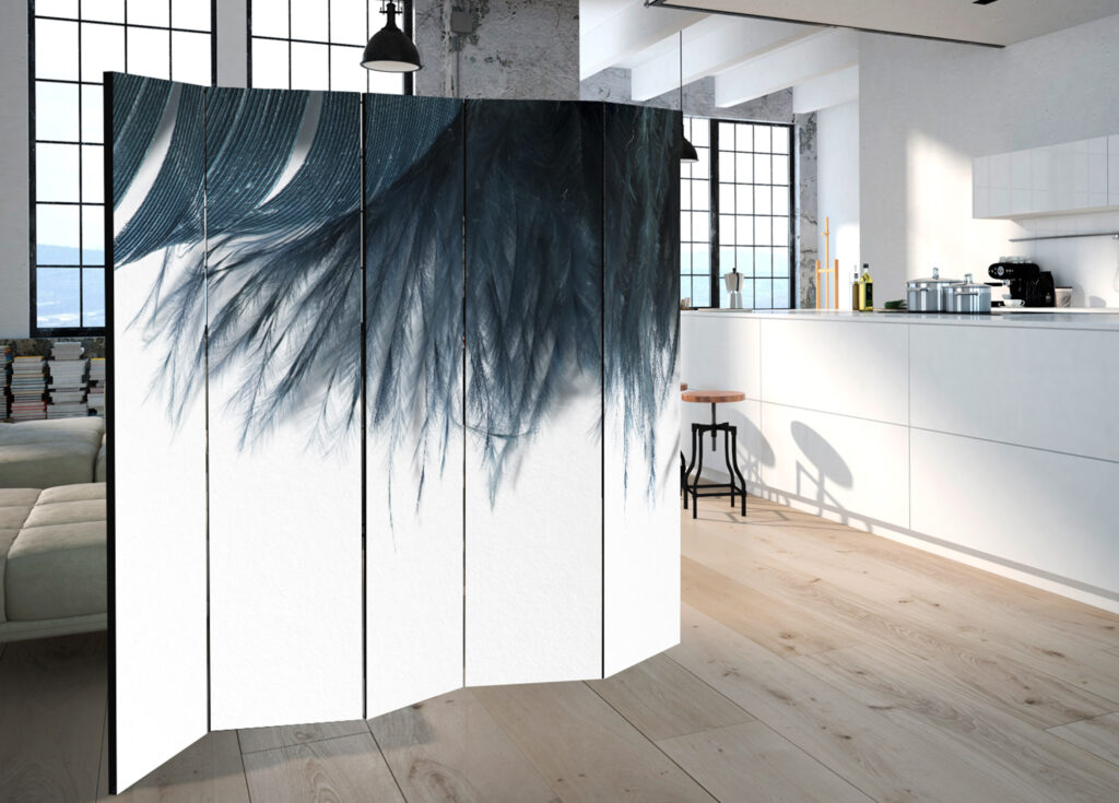 Vouwscherm - Dark Blue Feather II [Room Dividers] - Afbeelding 2