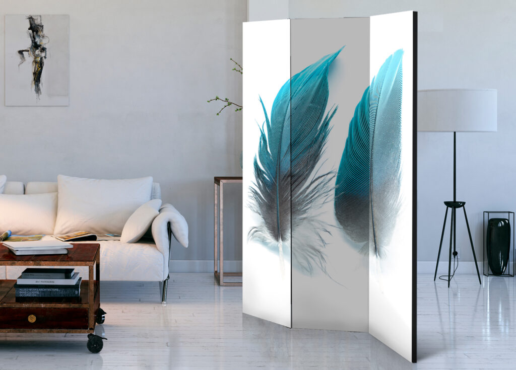 Vouwscherm - Blue Feathers [Room Dividers] - Afbeelding 2