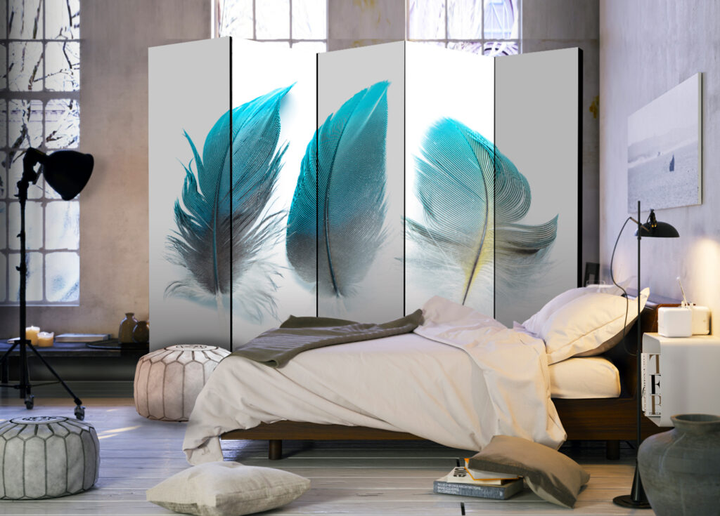 Vouwscherm - Blue Feathers II [Room Dividers] - Afbeelding 2