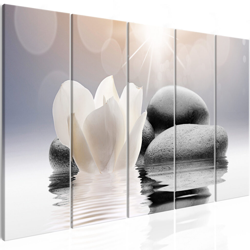 Schilderij - Pebbles in Water (5 Parts) Narrow