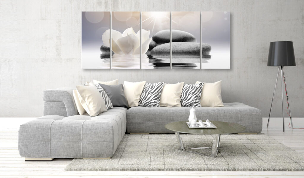 Schilderij - Pebbles in Water (5 Parts) Narrow - Afbeelding 2