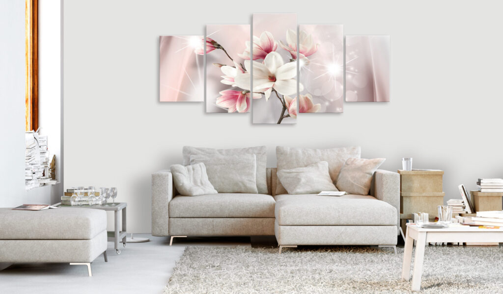 Schilderij - Dazzling Magnolias (5 Parts) Wide - Afbeelding 2