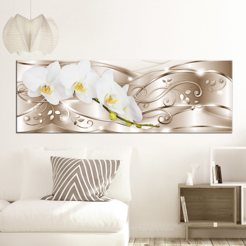 Schilderij - Flowering (1 Part) Narrow Beige - Afbeelding 2