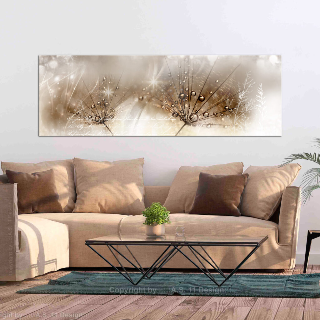Schilderij - Drops of Dew (1 Part) Brown Narrow - Afbeelding 2