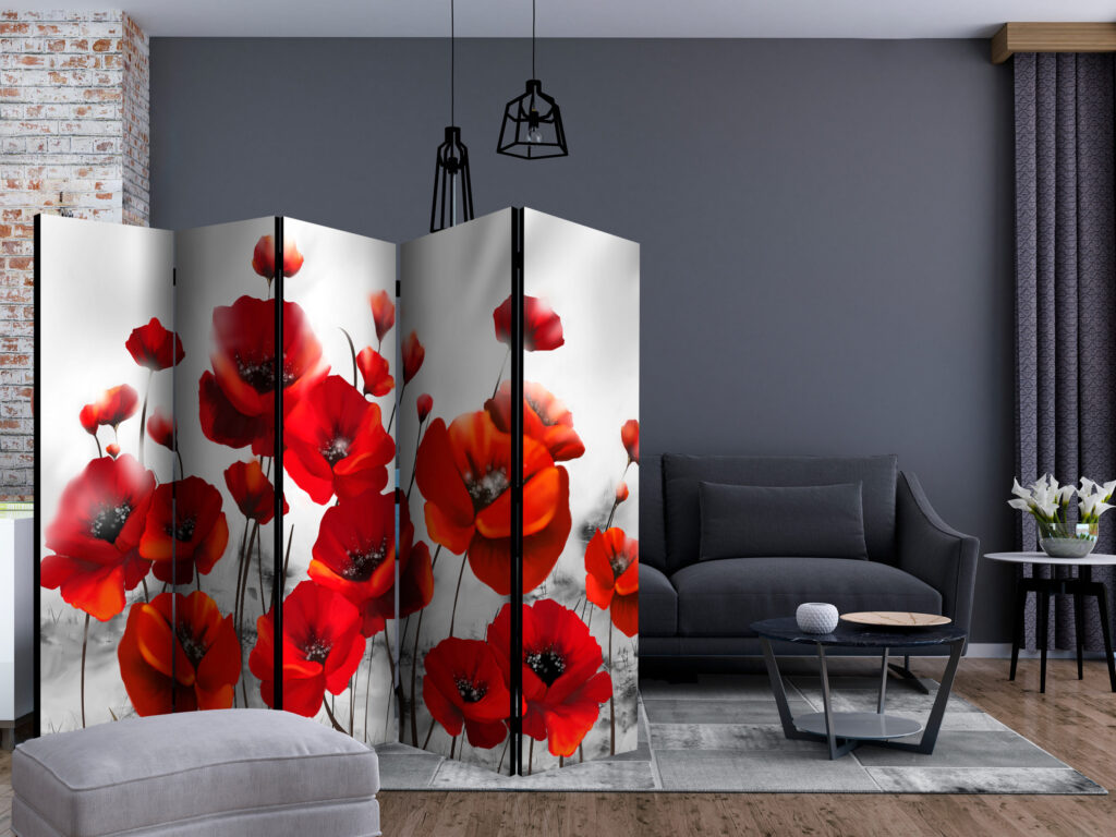 Vouwscherm - Poppies in the Moonlight II [Room Dividers] - Afbeelding 2