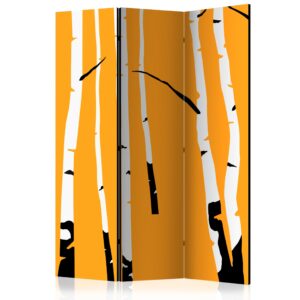 Vouwscherm - Birches on the orange background [Room Dividers]