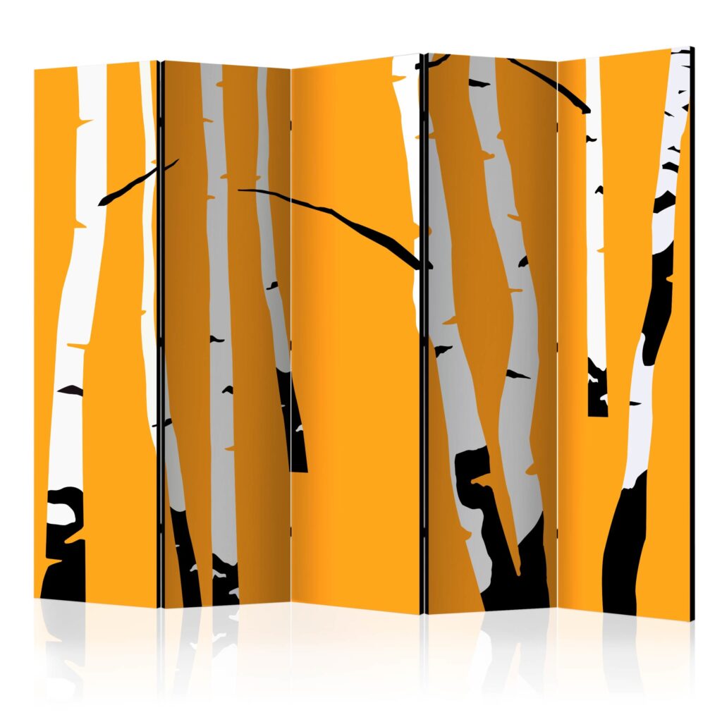Vouwscherm - Birches on the orange background II [Room Dividers]