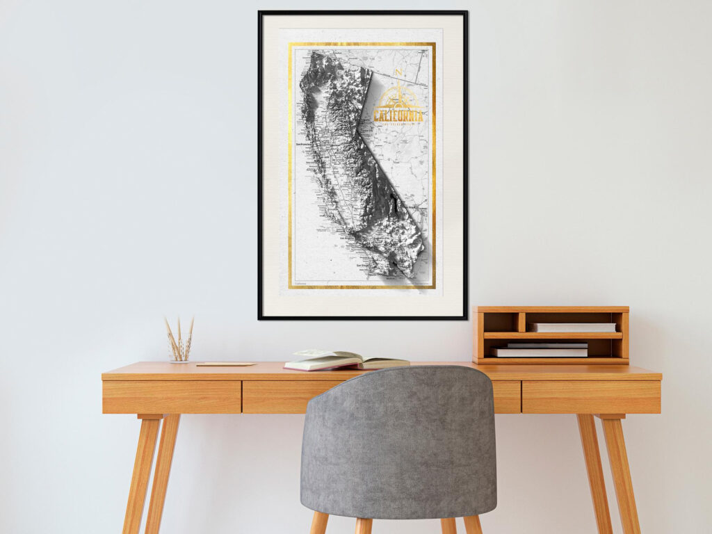 Raised Relief Map: California - Afbeelding 2