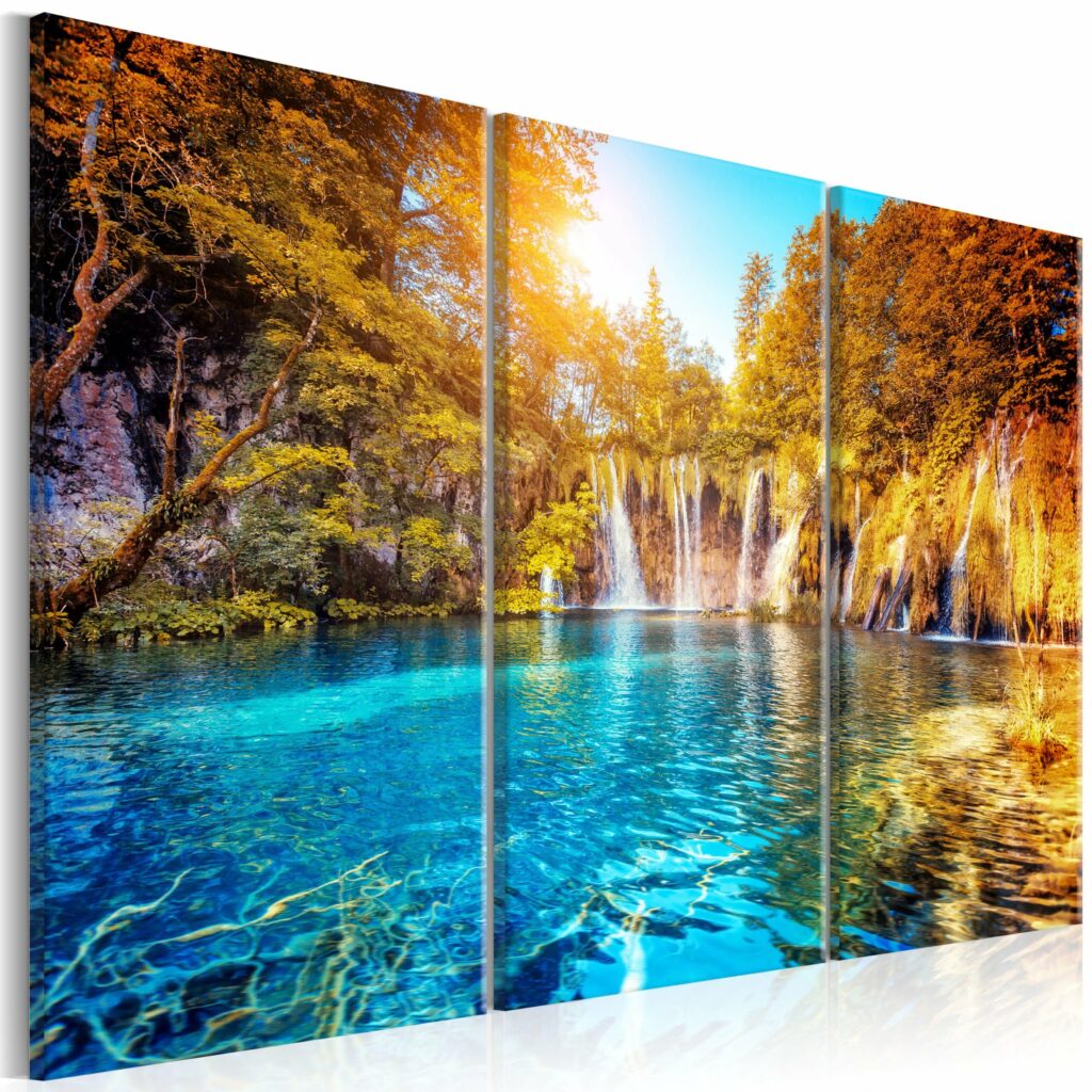 Schilderij - Waterfalls of Sunny Forest