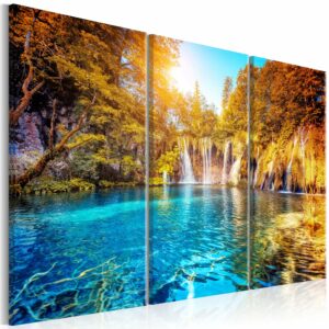 Schilderij - Waterfalls of Sunny Forest