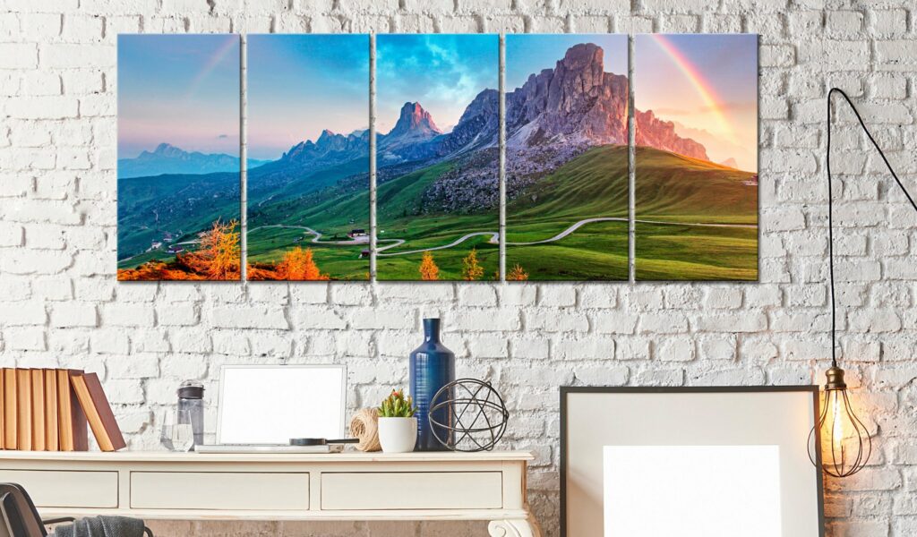Schilderij - Rainbow in the Alps I - Afbeelding 2