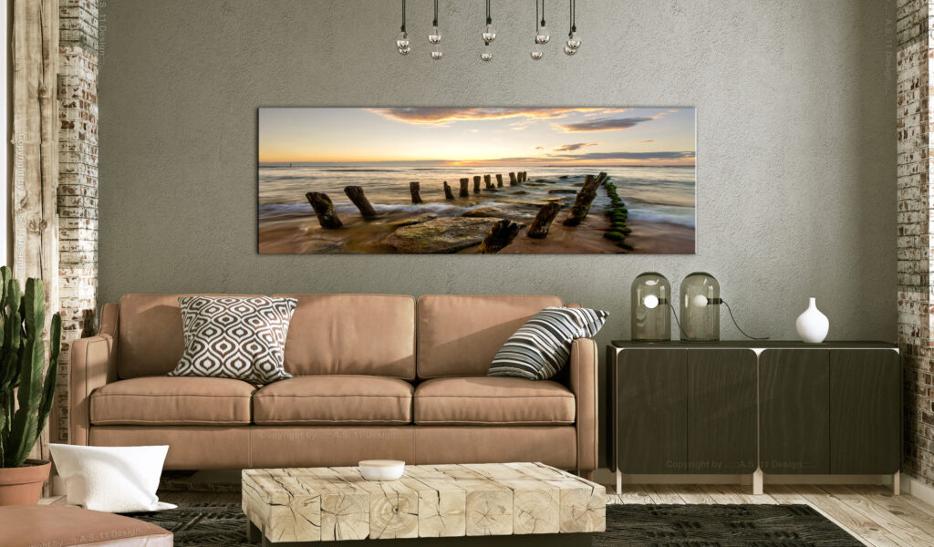 Schilderij - Wooden Breakwaters - Afbeelding 2