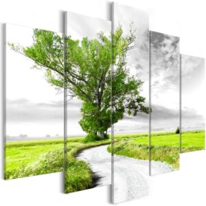 Schilderij - Lone Tree (5 Parts) Green