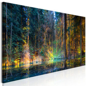 Schilderij - Pond in the Forest (1 Part) Narrow