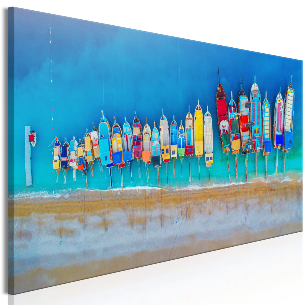 Schilderij - Colourful Boats (1 Part) Narrow