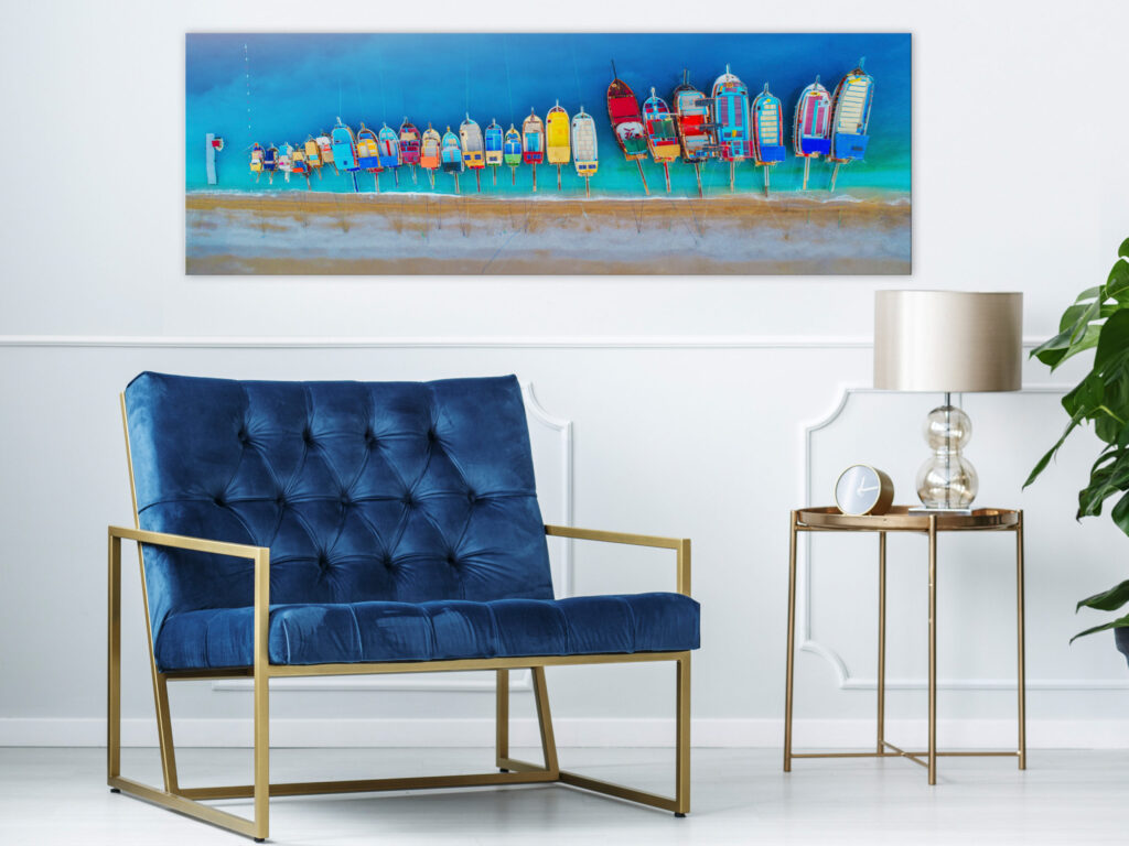 Schilderij - Colourful Boats (1 Part) Narrow - Afbeelding 2