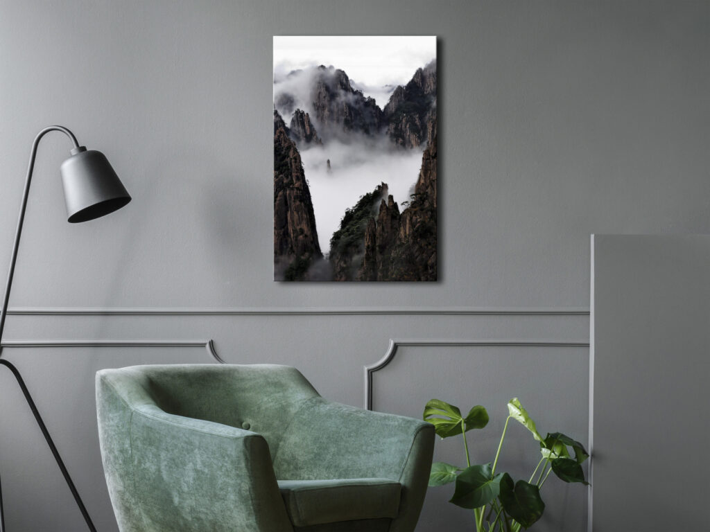 Schilderij - Fog Over Huang Shan (1 Part) Vertical - Afbeelding 2