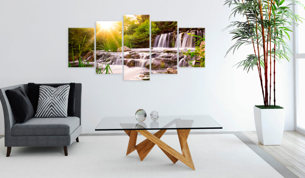 Schilderij - Forest Waterfall - Afbeelding 2