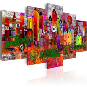 Schilderij - Colourful Small Town