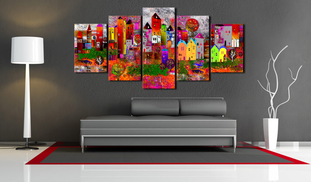Schilderij - Colourful Small Town - Afbeelding 2