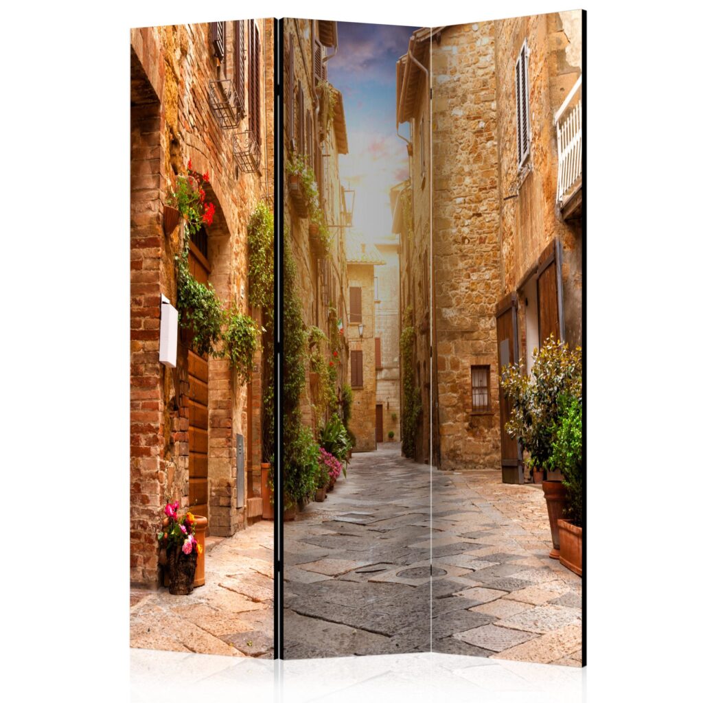 Vouwscherm - Colourful Street in Tuscany [Room Dividers]