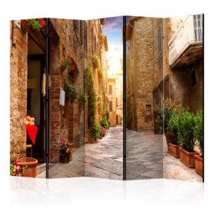 Vouwscherm - Colourful Street in Tuscany II [Room Dividers]