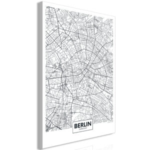 Schilderij - Map of Berlin (1 Part) Vertical