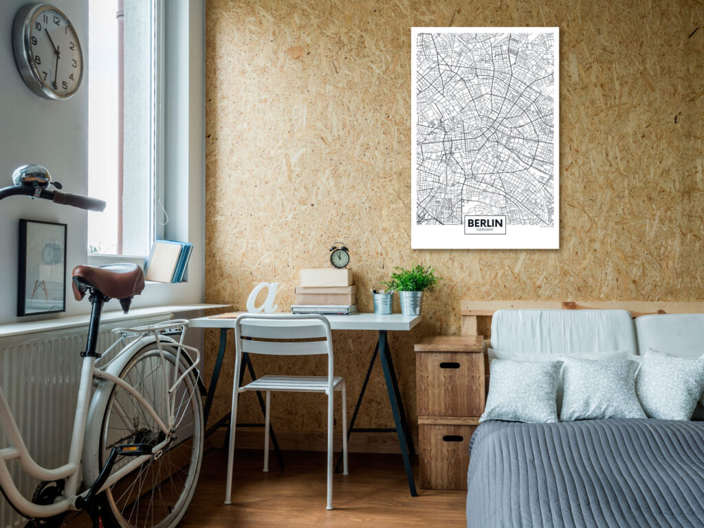 Schilderij - Map of Berlin (1 Part) Vertical - Afbeelding 2
