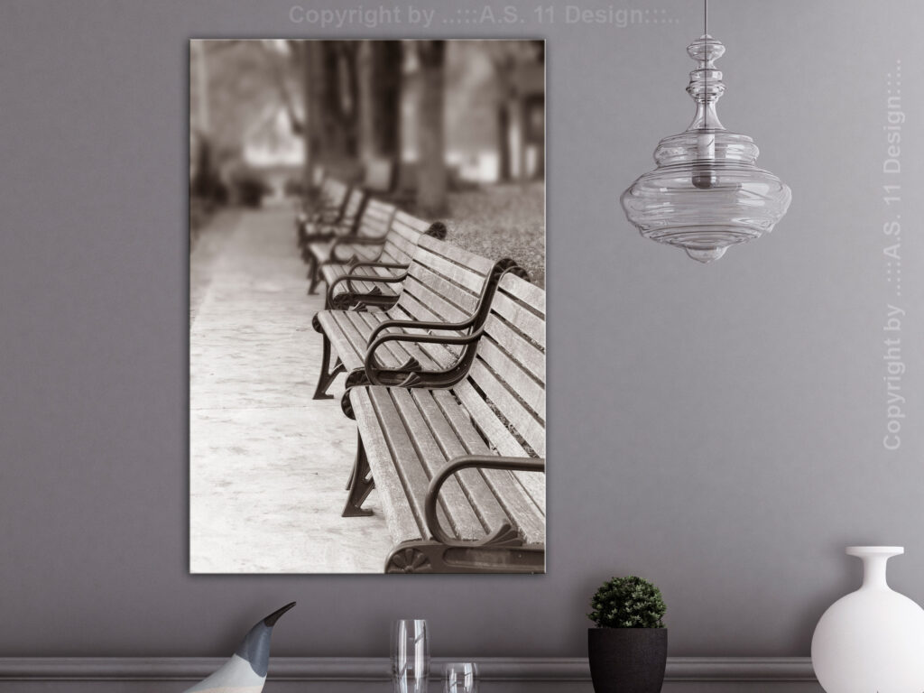Schilderij - Park Benches (1 Part) Vertical - Afbeelding 2