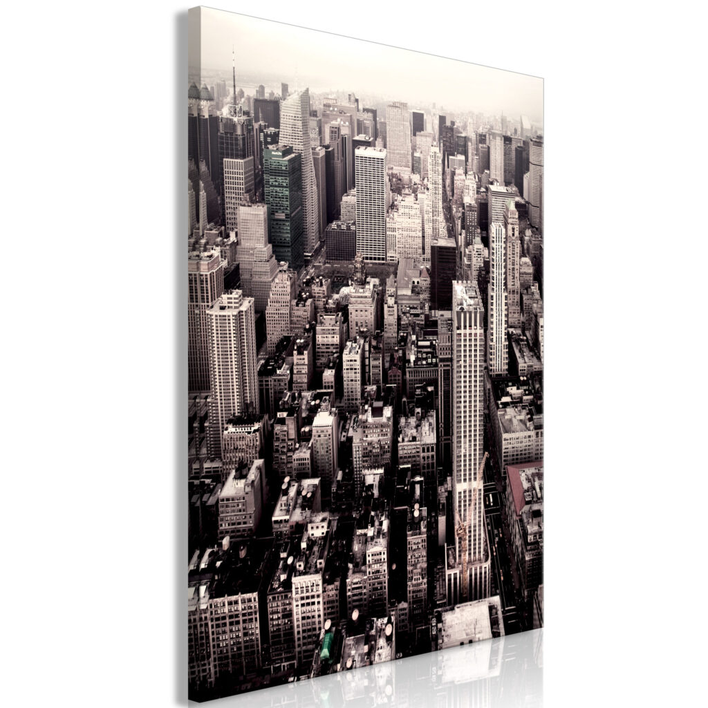 Schilderij - Manhattan In Sepia (1 Part) Vertical