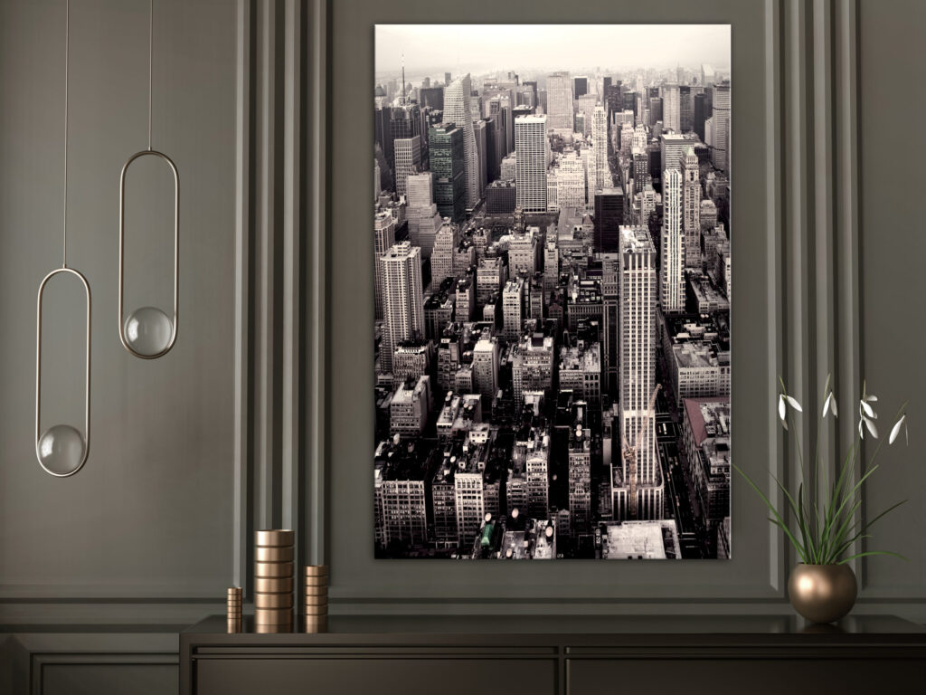 Schilderij - Manhattan In Sepia (1 Part) Vertical - Afbeelding 2
