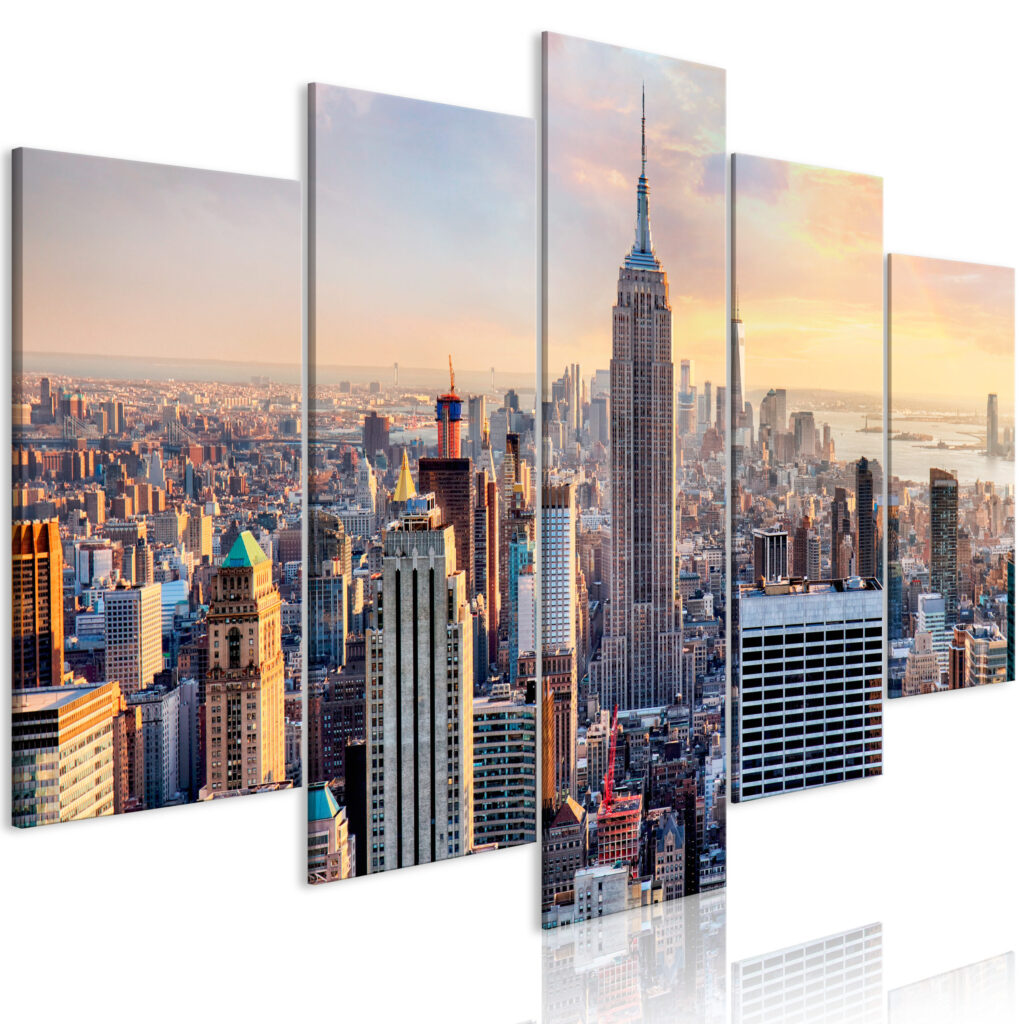 Schilderij - Sunny Metropolis (5 Parts) Wide