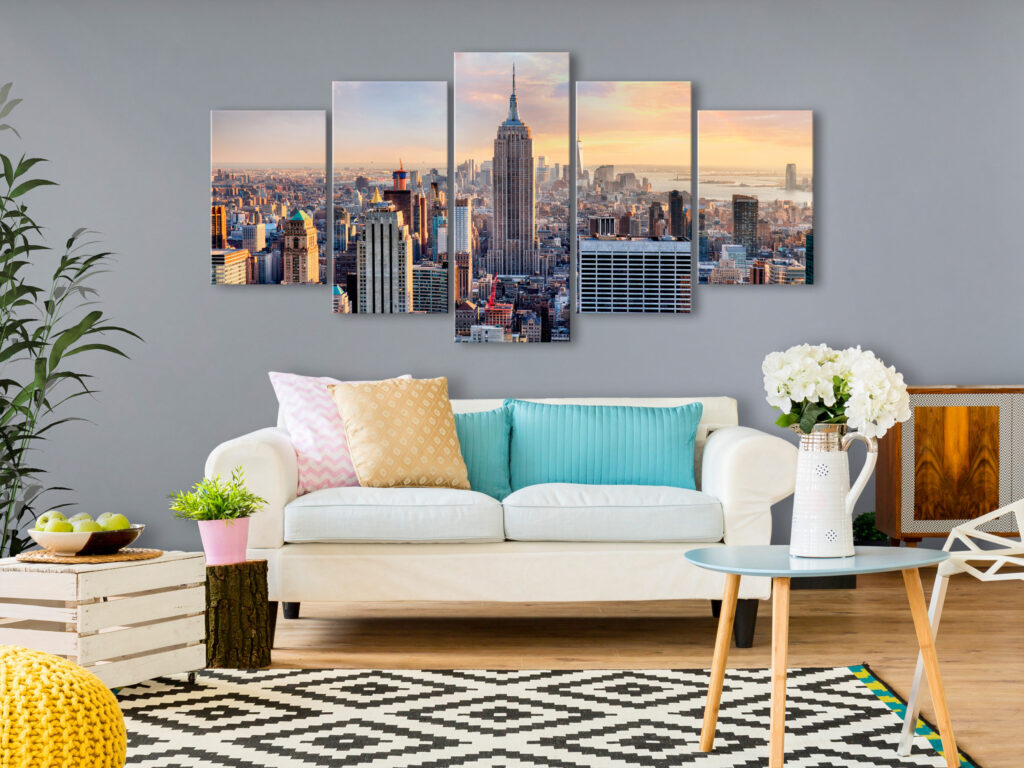 Schilderij - Sunny Metropolis (5 Parts) Wide - Afbeelding 2