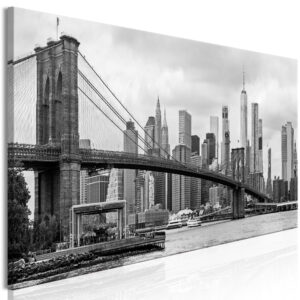 Schilderij - Road to Manhattan (1 Part) Narrow Black and White
