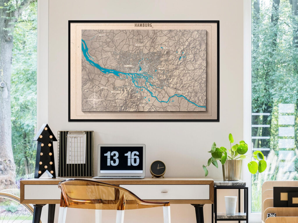 Raised Relief Map: Hamburg - Afbeelding 3