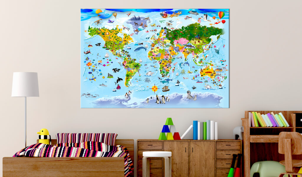Schilderij - Children's Map: Colourful Travels - Afbeelding 2
