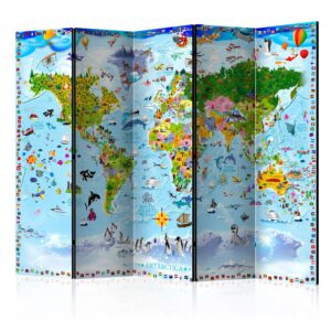 Vouwscherm - World Map for Kids II [Room Dividers]