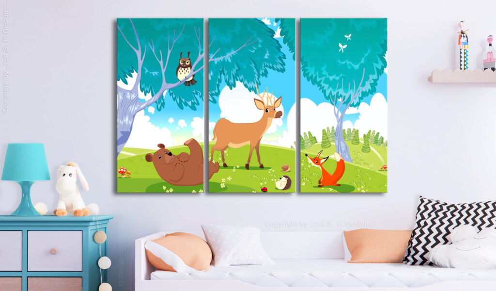 Schilderij - Friendly Animals (3 Parts) - Afbeelding 2