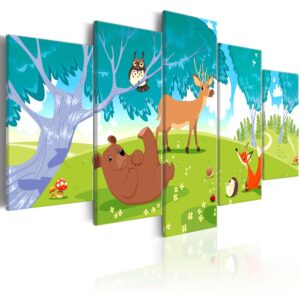 Schilderij - Friendly Animals (5 Parts)