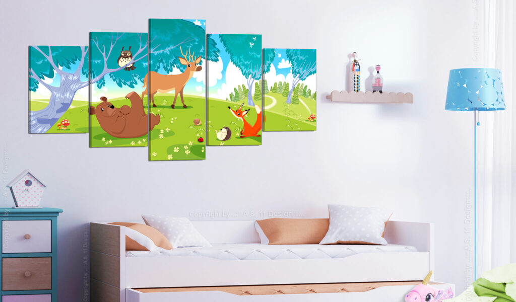 Schilderij - Friendly Animals (5 Parts) - Afbeelding 2