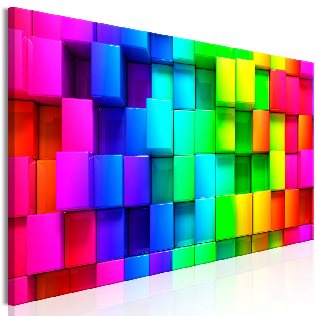 Schilderij - Colourful Cubes (1 Part) Narrow