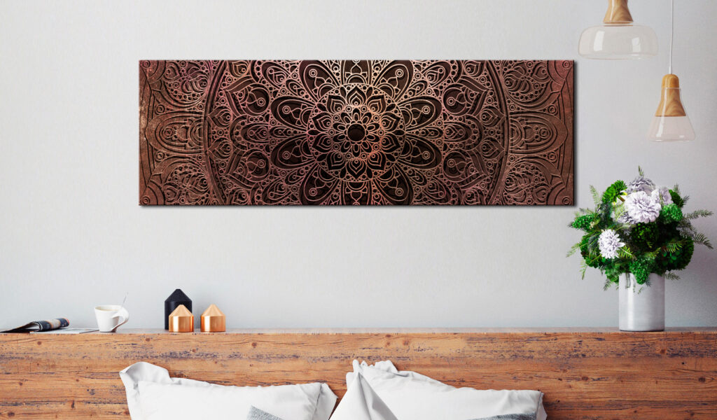 Schilderij - Mandala: Amber Silence - Afbeelding 2