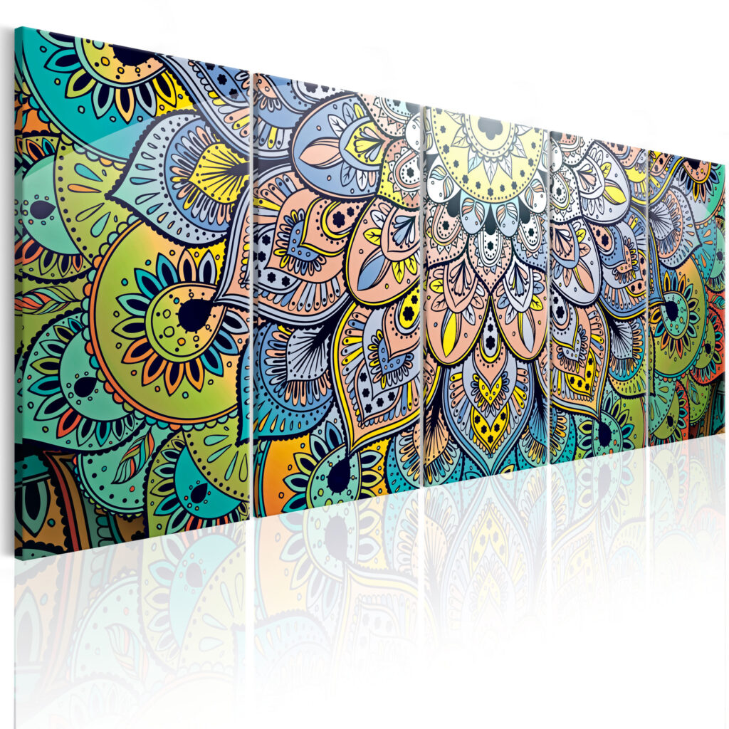 Schilderij - Mandala: Peacock's Tail