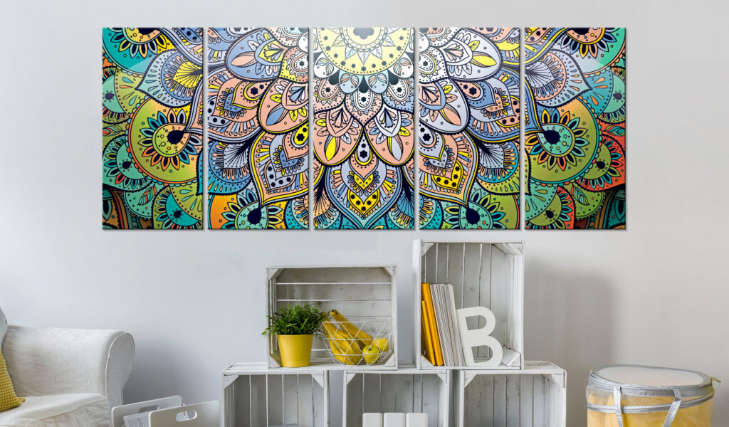 Schilderij - Mandala: Peacock's Tail - Afbeelding 2